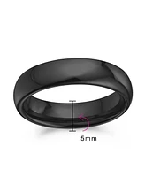 Bling Jewelry Plain Simple Dome Design Comfort Fit Titanium Band Ring Polished Black Silver Rose Gold Tone 5MM