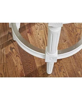 26" White Fabric And Solid Wood Swivel Backless Counter Height Bar Chair