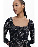 Desigual Women's Short dress with square neckline