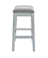 Upholstered And Solid Wood Backless Bar Height Bar Chair