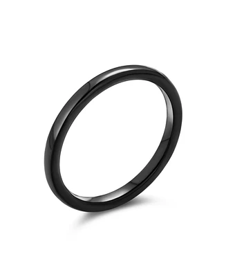 Bling Jewelry Minimalist Thin Stackable Dome Band Ring 2MM Gold Silver Black Plated Titanium Simple