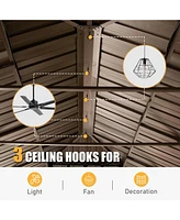 Outdoor Living 14x20FT Hardtop Gazebo, Permanent Metal Gazebo with Galvanized Steel Double Roof and Aluminum Frame, Curtain and Netting, Large Pavilio