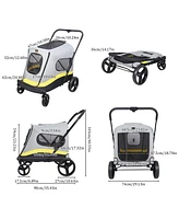 Bingopaw 4 Wheel Medium-Large Dog Stroller With 3 Zipper Doors