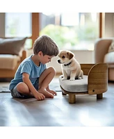 Bingopaw Wooden Elevated Cat&Dog Bed Stool With Pad for Indoor Pets