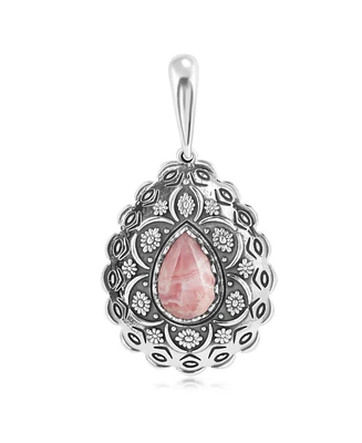 Sterling Silver Rhodochrosite Pear Pendant Enhancer