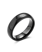 Bling Jewelry Plain Simple Dome Black Silver Rose Gold Plated Titanium Band Ring Comfort Fit 6MM