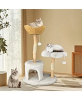 Bingopaw Solid Wood Cat Tree Tower for Indoor Cats With Soft Cushions