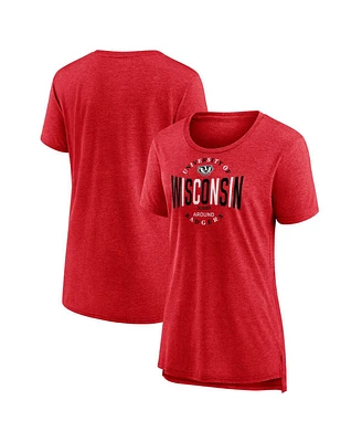 Fanatics Women's Red Wisconsin Badgers True Classics Break It Down Tri-Blend T-Shirt