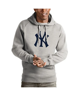 Antigua Men's Heathered Gray New York Yankees Victory Pullover Hoodie