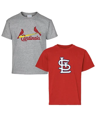 Soft As A Grape Big Boys and Girls 2-Pack Red/Gray St. Louis Cardinals T-Shirt Set