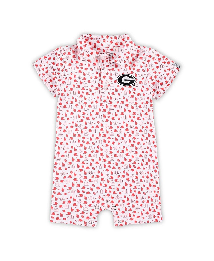 Garb Baby Boys and Girls White Georgia Bulldogs Earnest Polo Romper