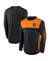 Fanatics Men's Black/Orange Houston Dynamo Fc Striker Long Sleeve T-Shirt