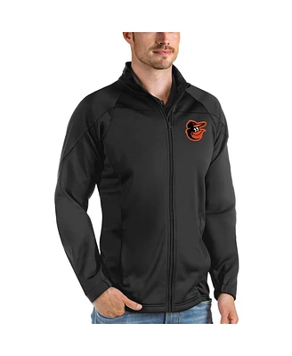 Antigua Men's Black Baltimore Orioles Links Full-Zip Golf Jacket