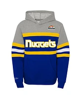Mitchell & Ness Big Boys and Girls Royal/Heather Gray Denver Nuggets Hardwood Classics Head Coach Pullover Hoodie
