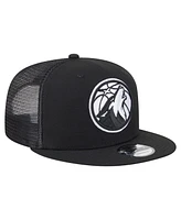 New Era Men's Black Minnesota Timberwolves 9FIFTY Snapback Trucker Hat