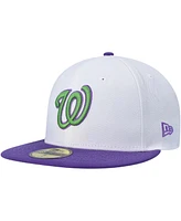 New Era Men's White Washington Nationals Side Patch 59FIFTY Fitted Hat