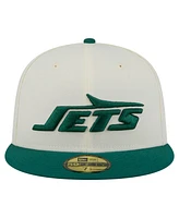 New Era Men's White/Green York Jets Main 59FIFTY Fitted Hat