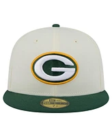 New Era Men's White/Green Green Bay Packers Main 59FIFTY Fitted Hat