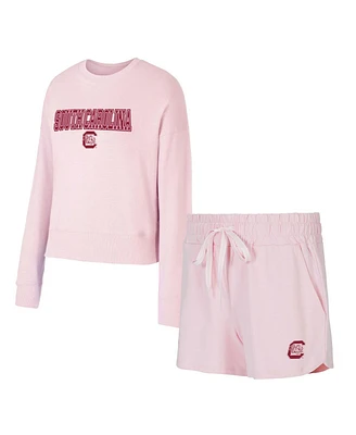 Concepts Sport Women's Pink South Carolina Gamecocks Elevation Tri-Blend Long Sleeve Top and Short, Set of 2