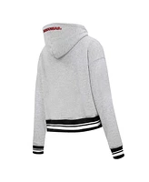 Pro Standard Women's Heather Gray Arkansas Razorbacks Script Tail Fleece Cropped Pullover Hoodie