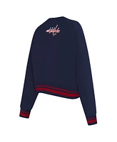 Pro Standard Women's Navy Washington Capitals Area Code Cropped Pullover Sweatshirt