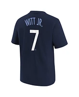 Nike Big Boys and Girls Bobby Witt Jr. Navy Kansas City Royals Fuse Connect Name Number T-Shirt