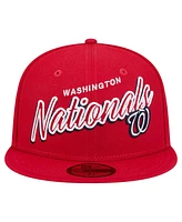 New Era Men's Red Washington Nationals Script Sided 59FIFTY Fitted Hat
