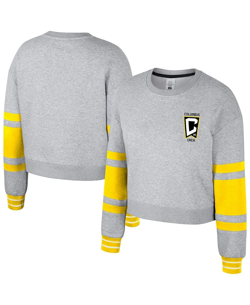 Stadium Essentials Women's Heather Gray Columbus Crew Scrimmage Cropped Pullover Sweatshirt