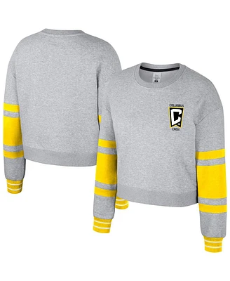 Stadium Essentials Women's Heather Gray Columbus Crew Scrimmage Cropped Pullover Sweatshirt