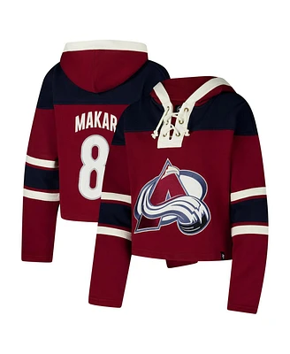 '47 Brand Women's Cale Makar Burgundy Colorado Avalanche Superior Lacer Cropped Pullover Hoodie