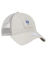 New Era Women's Light Beige New York Mets Square Stitch 9TWENTY Adjustable Hat