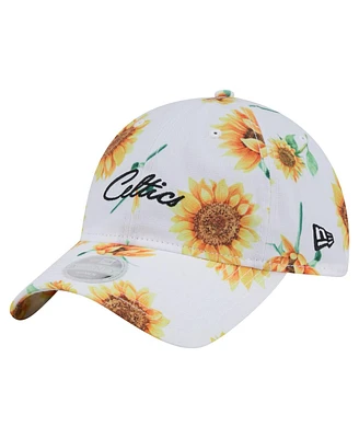 New Era Women's White Boston Celtics Adventure Flower 9TWENTY Adjustable Hat