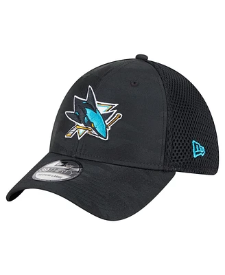 New Era Men's Black San Jose Sharks Active Subtle Camo 39THIRTY Flex Hat