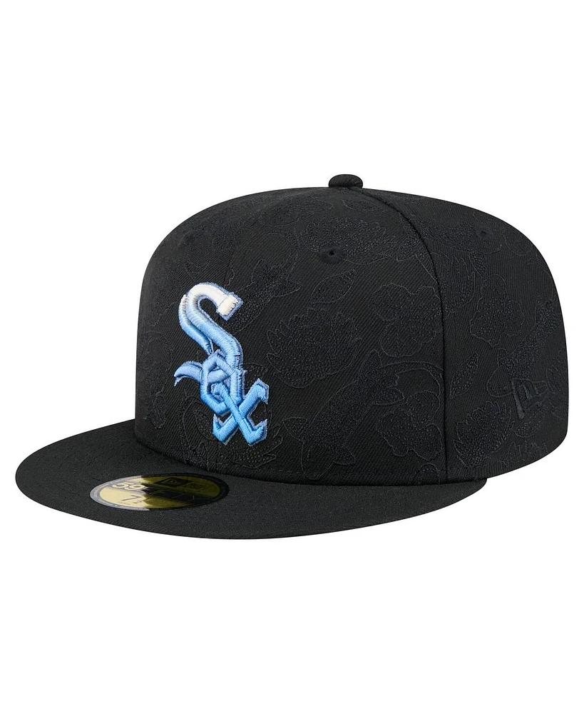 New Era Men's Black Chicago White Sox Tonal Koi 59FIFTY Fitted Hat