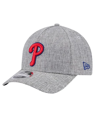 New Era Men's Gray Philadelphia Phillies Cotton Weave M-Crown A-Frame 9FORTY Adjustable Hat
