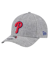 New Era Men's Gray Philadelphia Phillies Cotton Weave M-Crown A-Frame 9FORTY Adjustable Hat