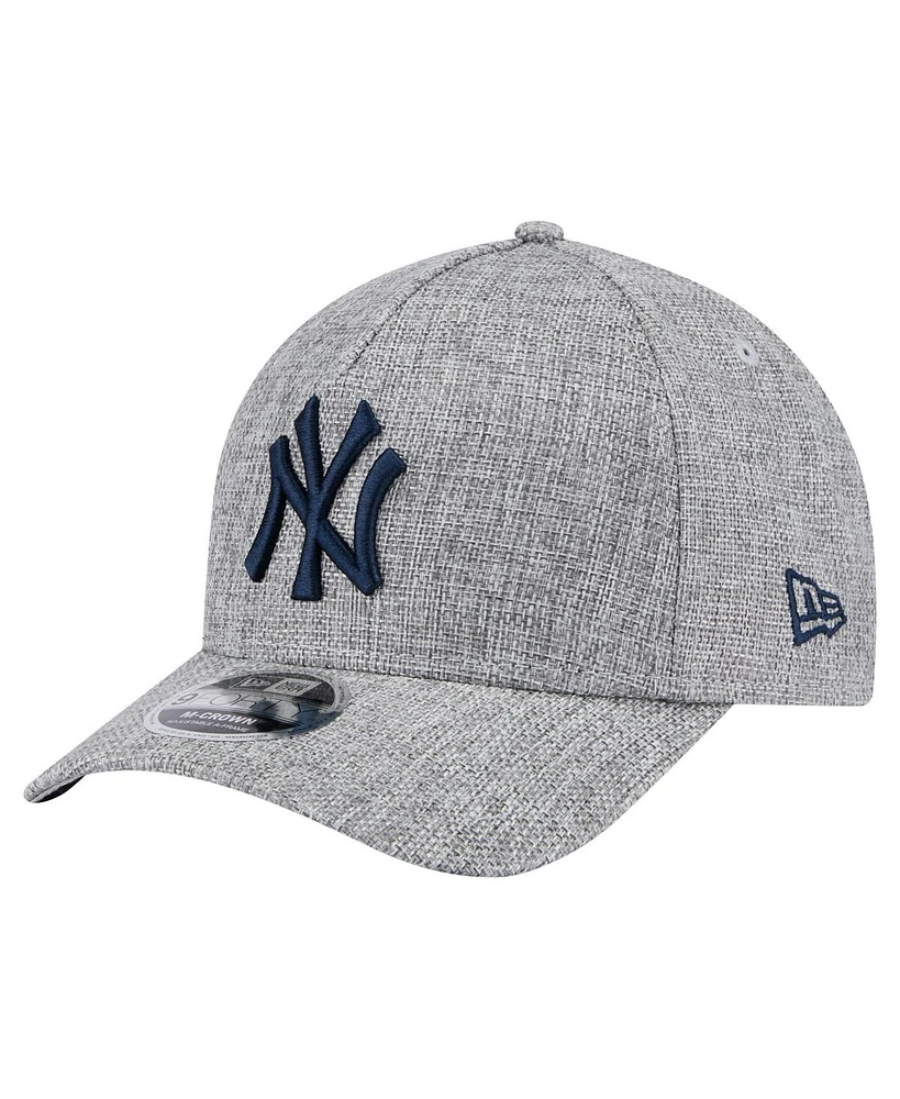 New Era Men's Gray New York Yankees Cotton Weave M-Crown A-Frame 9FORTY Adjustable Hat