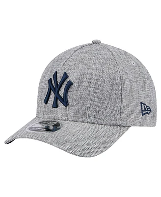 New Era Men's Gray New York Yankees Cotton Weave M-Crown A-Frame 9FORTY Adjustable Hat