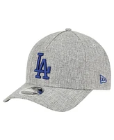 New Era Men's Gray Los Angeles Dodgers Cotton Weave M-Crown A-Frame 9FORTY Adjustable Hat
