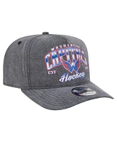 New Era Men's Charcoal Washington Capitals Throwback Washed A-Frame Pre-Curved 9FIFTY Snapback Hat