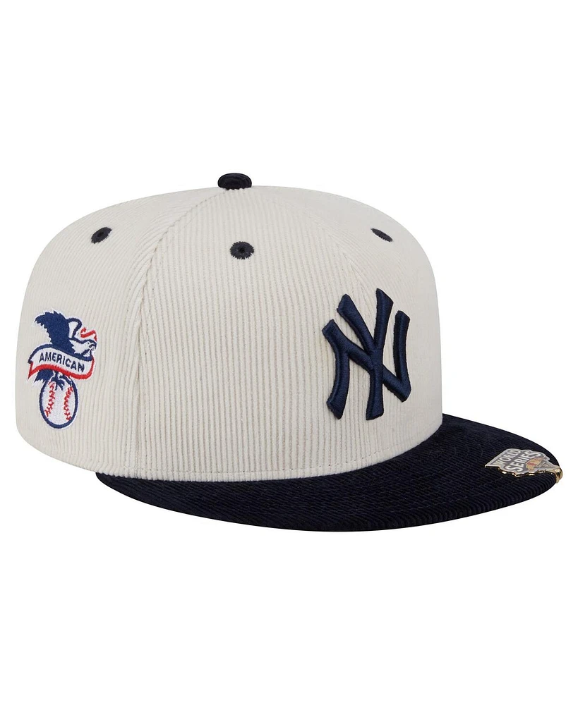 New Era Men's Cream/Navy York Yankees Two-Tone Corduroy 59FIFTY Fitted Hat