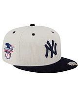 New Era Men's Cream/Navy York Yankees Two-Tone Corduroy 59FIFTY Fitted Hat