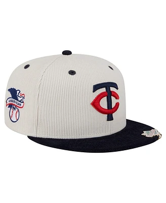 New Era Men's Cream/Navy Minnesota Twins Two-Tone Corduroy 59FIFTY Fitted Hat
