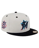 New Era Men's Cream/Black Miami Marlins Two-Tone Corduroy 59FIFTY Fitted Hat