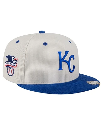 New Era Men's Cream/Royal Kansas City Royals Two-Tone Corduroy 59FIFTY Fitted Hat