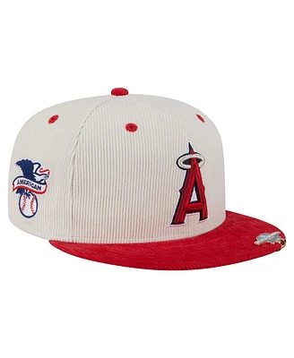 New Era Men's Cream/Red Los Angeles Angels Two-Tone Corduroy 59FIFTY Fitted Hat