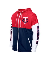 New Era Men's Navy/Red Minnesota Twins Color Block Full-Zip Hoodie Windbreaker Jacket
