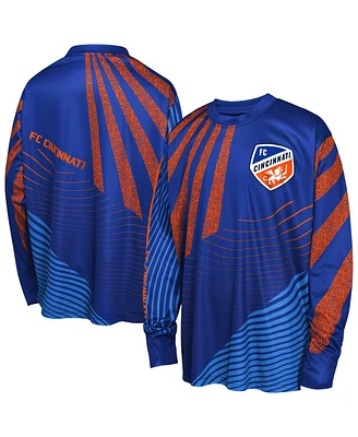 Outerstuff Big Boys and Girls Blue Fc Cincinnati Nifty Netminder Long Sleeve T-Shirt