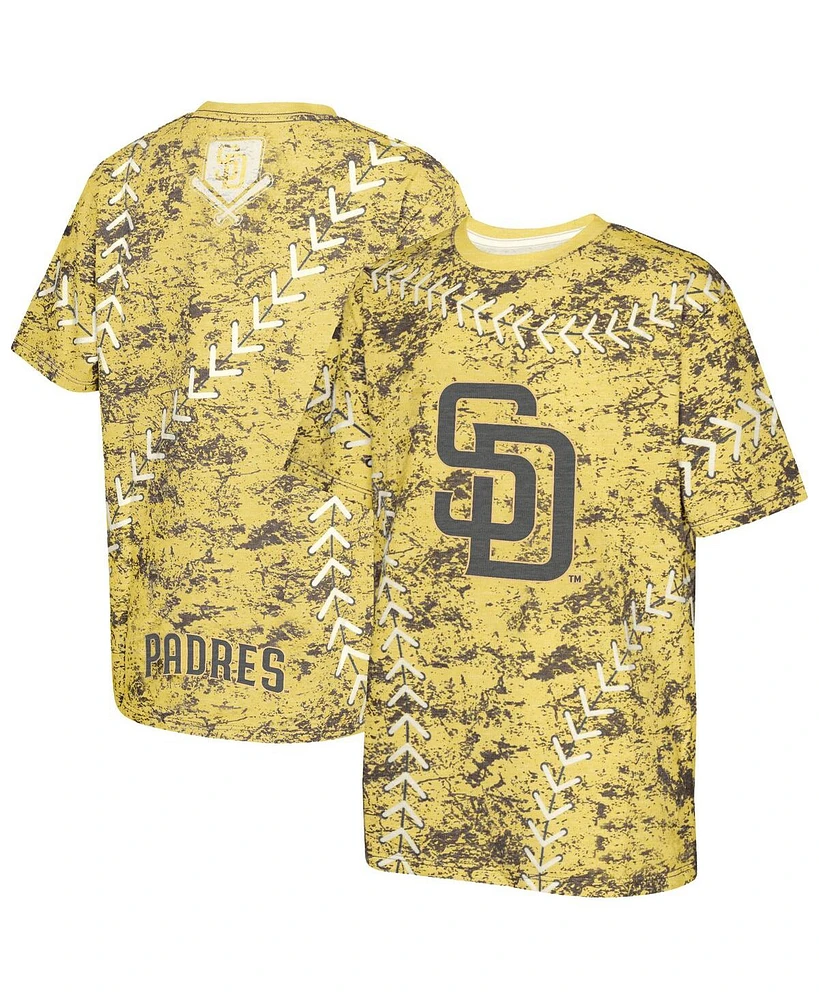 Outerstuff Big Boys and Girls Gold San Diego Padres Slide Score Bold T-Shirt