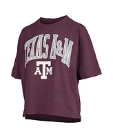 Pressbox Women's Maroon Texas A M Aggies Nelson Arch Over Logo Waist Length Oversized Slub T-Shirt